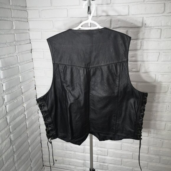 FMC by First Manufacturing Co. Inc. Men's Size 52 Black Lined Leather Vest - Picture 2 of 9